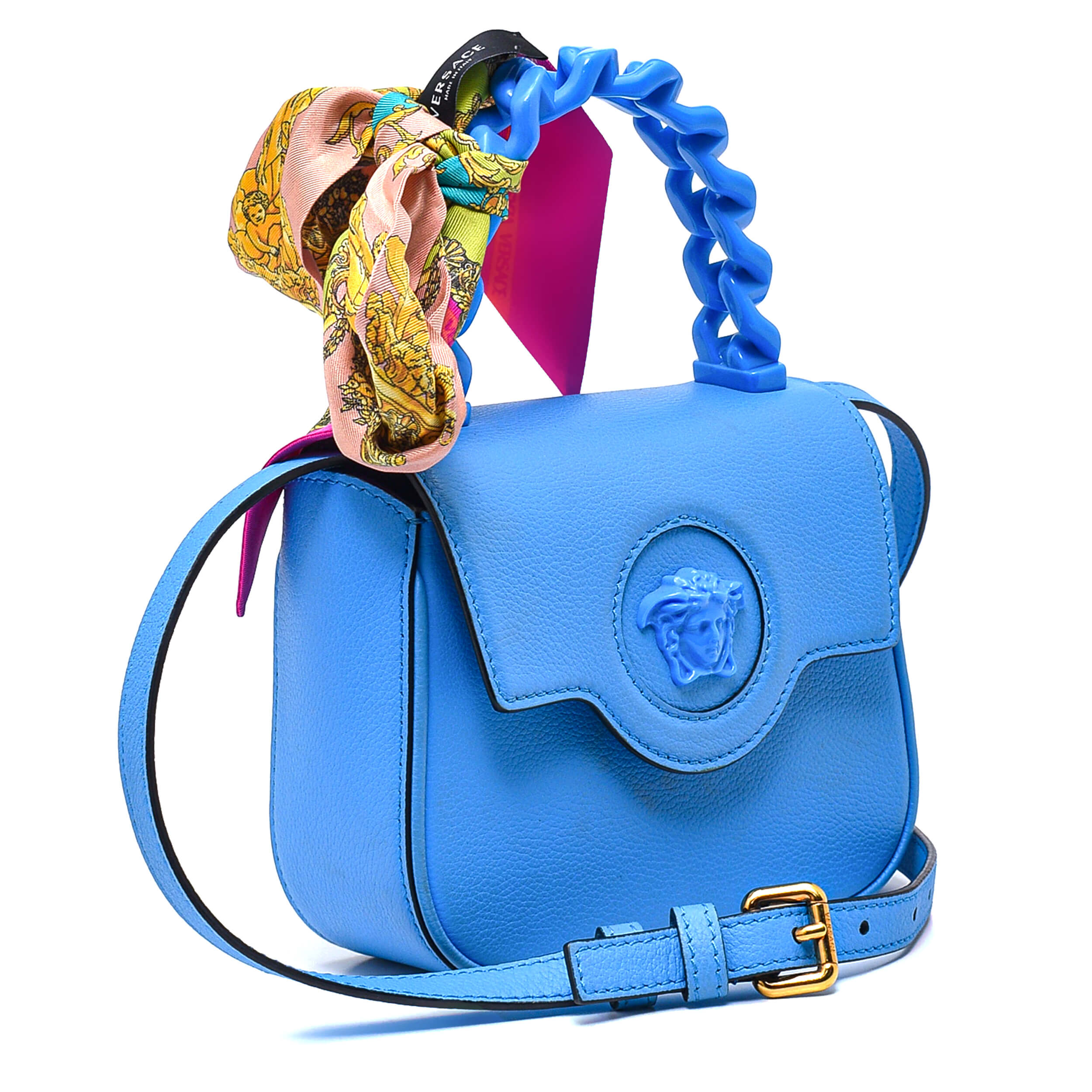 Versace -Blue Canvas Le Medusa Mini Shoulder Bag